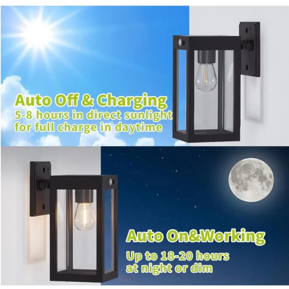 MDENLT Solar Outdoor Wall Lights Dusk to Dawn 2 Pack